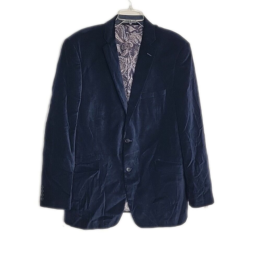 Madison Classy Velour Dark Blue 2 Button Blazer Jacket Sz 44L ~ Lined